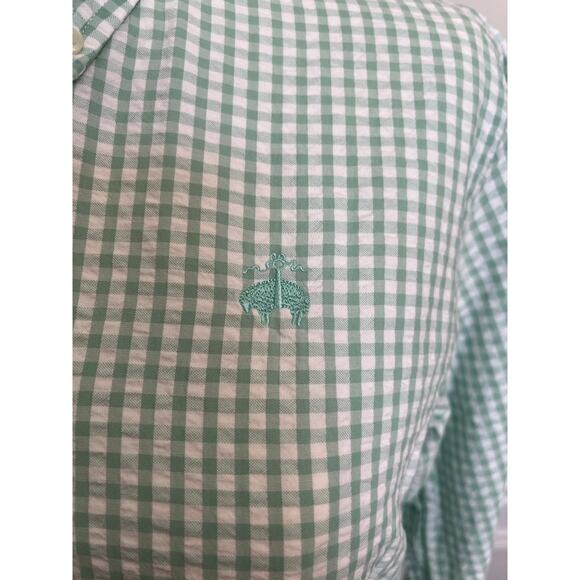 BROOKS BROTHERS | Women's Pastel Green & White Gingham Long Sleeve Shirt Large - Picture 2 of 6